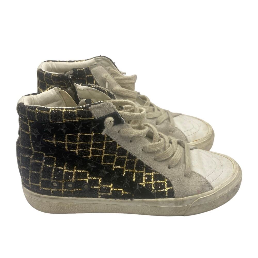 Black & Gold High-Top Sneakers for Women - Fashion Sneaker